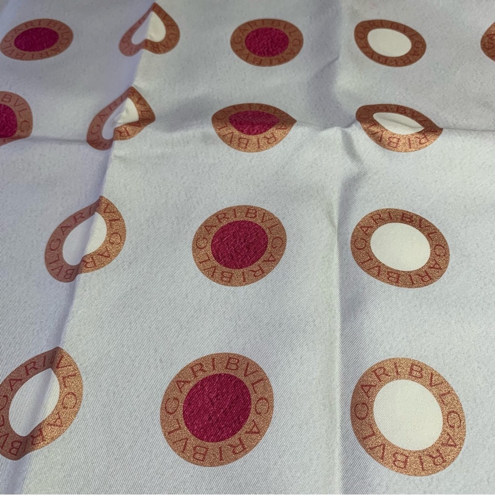 Bulgari Silk Scarf with Pink and Gold Accents